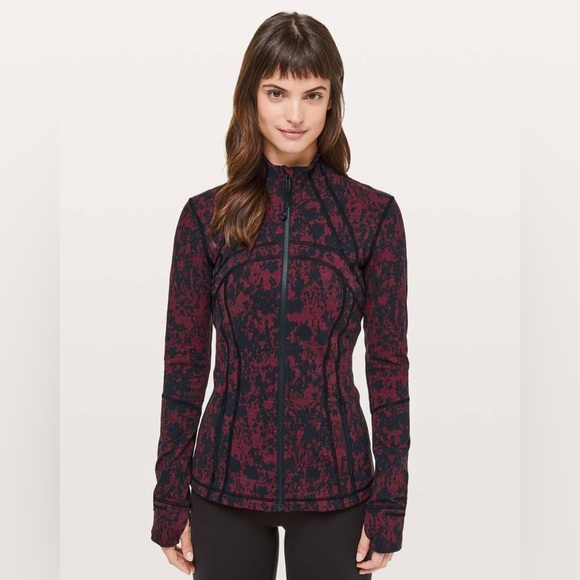🍒LULULEMON DEFINE Jacket sz 8 SCATTER BLOSSOM JACQUARD Black/Garnet Red *LUON - Picture 6 of 8